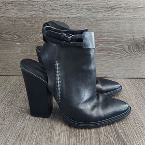 Alexander Wang Dasha Leather Ankle Boots - Black - 37.5